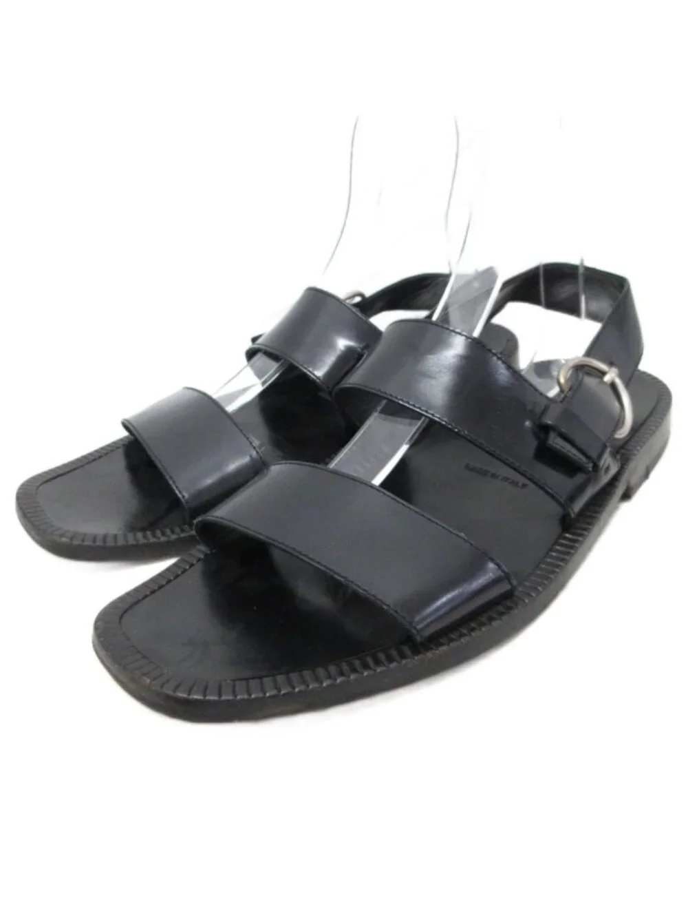 Prada Sandals Double Strap Leather 9 Black
